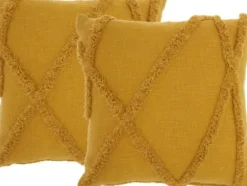 Pillows-Kirkland's Home Mustard Tufted Abstract Diamond Pillows, Set Of 2 Yellow