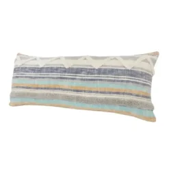 Pillows-Kirkland's Home Myrtle Tufted Stripes Lumbar Pillow Blue/Gray/Ivory