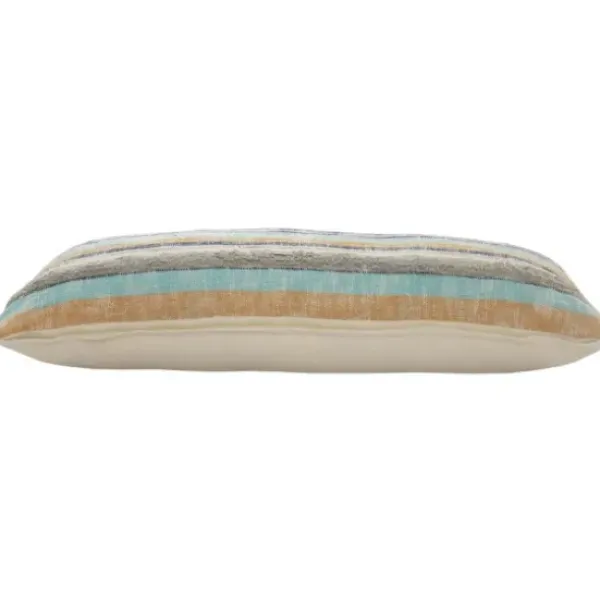 Pillows-Kirkland's Home Myrtle Tufted Stripes Lumbar Pillow Blue/Gray/Ivory