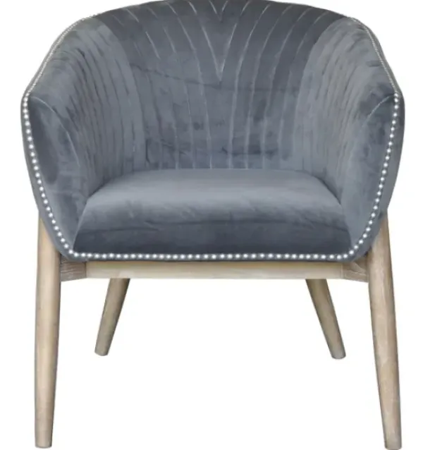 Accent Chairs-Kirkland's Home Nadia Velvet Club Chair Gray
