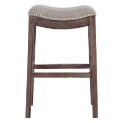 Bar Stools & Counter Height Stools-Kirkland's Home Nailhead Trim Saddle Bar Stool Gray