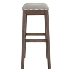 Bar Stools & Counter Height Stools-Kirkland's Home Nailhead Trim Saddle Bar Stool Gray