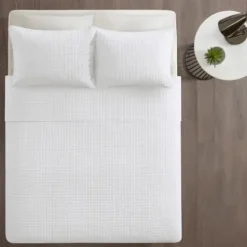 Bedspreads & Coverlets-Kirkland's Home Nash 3-Pc. Reversible King Coverlet Set White