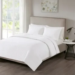 Bedspreads & Coverlets-Kirkland's Home Nash 3-Pc. Reversible Queen Coverlet Set White