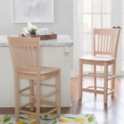 Bar Stools & Counter Height Stools-Kirkland's Home Natie Unfinished Counter Stools, Set Of 2 Tan