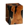 Accent & End Tables-Kirkland's Home Natural Abstract Teak Wood Grain Accent Table Brown