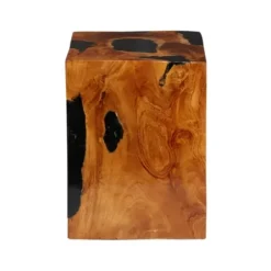 Accent & End Tables-Kirkland's Home Natural Abstract Teak Wood Grain Accent Table Brown