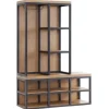 Entryway Furniture-Kirkland's Home Natural Acacia Wood And Metal Hall Tree With Bench