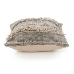 Pillows-Kirkland's Home Natural And Black Cozy Fringe Pillow Black/Ivory