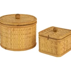Baskets & Boxes-Kirkland's Home Natural Antique Woven 2-Pc. Box Set Brown/Tan