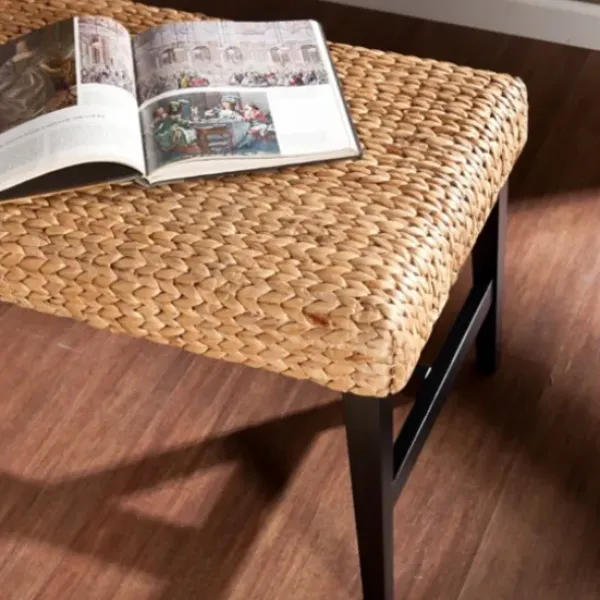 Benches & Ottomans-Kirkland's Home Natural Blanchard Water Hyacinth Bench Tan