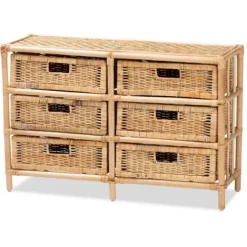Cabinets & Sideboards-Kirkland's Home Natural Boho Rattan Weave Storage Cabinet