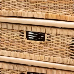 Cabinets & Sideboards-Kirkland's Home Natural Boho Rattan Weave Storage Cabinet