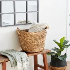 Baskets & Boxes-Kirkland's Home Natural Braided Seagrass Basket Tan