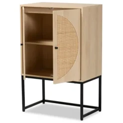 Cabinets & Sideboards-Kirkland's Home Natural Cane And Wood 2-Door Cabinet