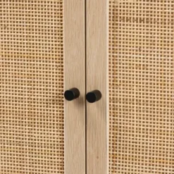 Cabinets & Sideboards-Kirkland's Home Natural Cane And Wood 2-Door Cabinet