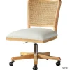 Office Furniture-Kirkland's Home Natural Cane Back Linen Office Chair
