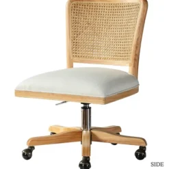 Office Furniture-Kirkland's Home Natural Cane Back Linen Office Chair