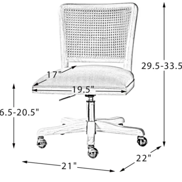 Office Furniture-Kirkland's Home Natural Cane Back Suede Office Chair