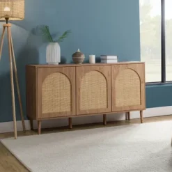 Cabinets & Sideboards-Kirkland's Home Natural Cane Wood Arched Sideboard Cabinet