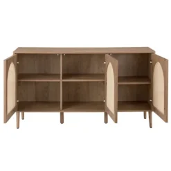 Cabinets & Sideboards-Kirkland's Home Natural Cane Wood Arched Sideboard Cabinet