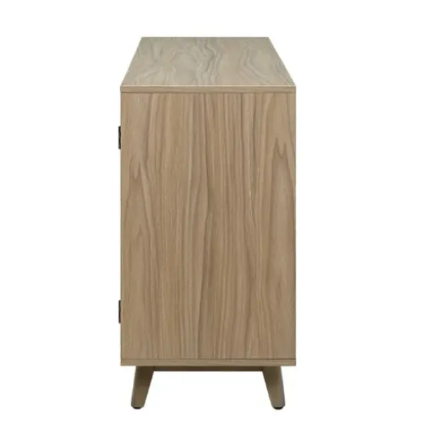Cabinets & Sideboards-Kirkland's Home Natural Cane Wood Storage Media Cabinet Tan