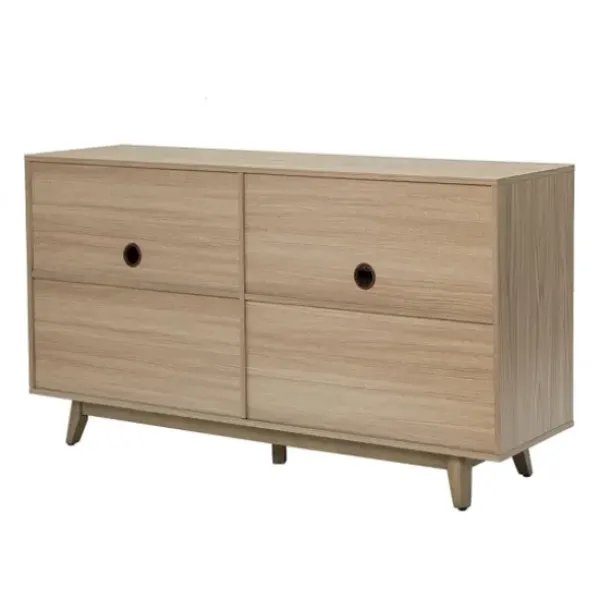 Cabinets & Sideboards-Kirkland's Home Natural Cane Wood Storage Media Cabinet Tan