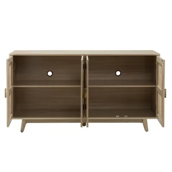 Cabinets & Sideboards-Kirkland's Home Natural Cane Wood Storage Media Cabinet Tan