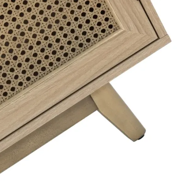 Cabinets & Sideboards-Kirkland's Home Natural Cane Wood Storage Media Cabinet Tan