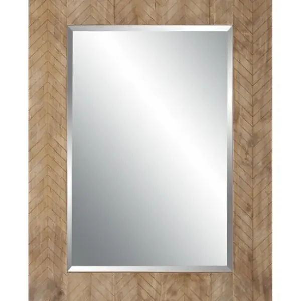 Decorative Mirrors-Kirkland's Home Natural Chevron Wood Wall Mirror