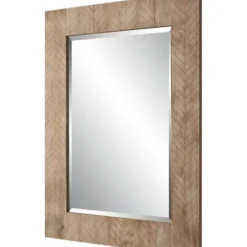 Decorative Mirrors-Kirkland's Home Natural Chevron Wood Wall Mirror