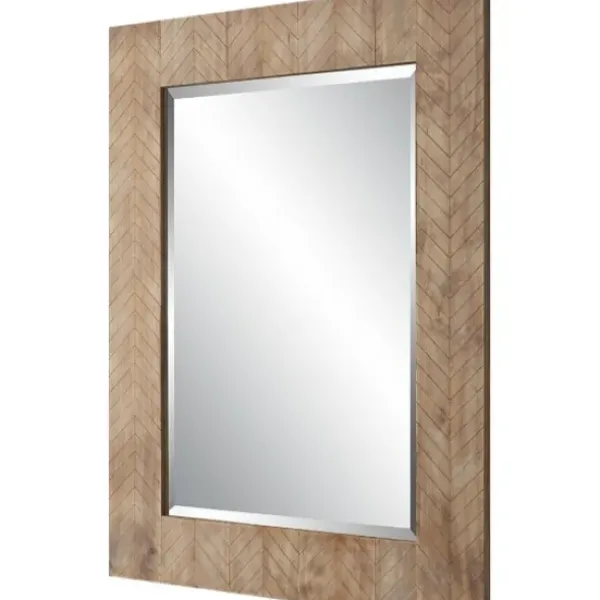 Decorative Mirrors-Kirkland's Home Natural Chevron Wood Wall Mirror