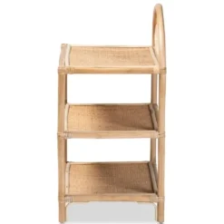 Bookshelves-Kirkland's Home Natural Curled Rattan 3-Tiered Bookcase