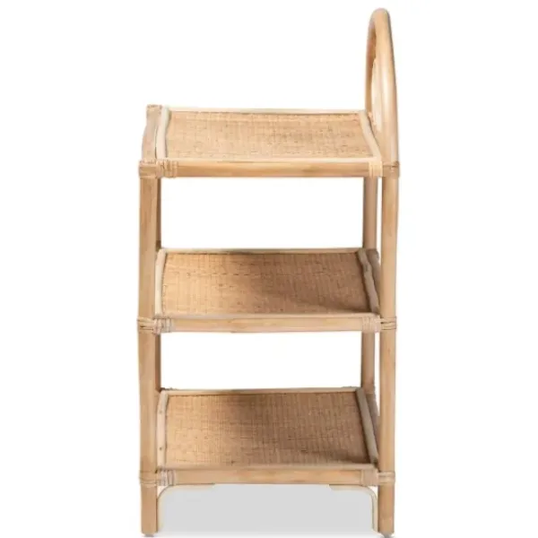 Bookshelves-Kirkland's Home Natural Curled Rattan 3-Tiered Bookcase