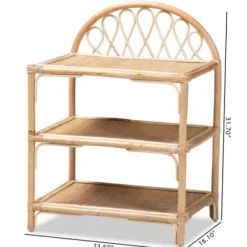 Bookshelves-Kirkland's Home Natural Curled Rattan 3-Tiered Bookcase