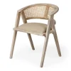 Dining Chairs-Kirkland's Home Natural Curved Rat And Linen Dining Chair Tan