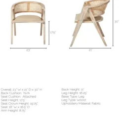 Dining Chairs-Kirkland's Home Natural Curved Rat And Linen Dining Chair Tan