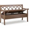 Benches & Ottomans-Kirkland's Home Natural Driftwood Fretwork Back Storage Bench Brown