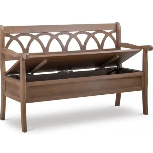 Benches & Ottomans-Kirkland's Home Natural Driftwood Fretwork Back Storage Bench Brown