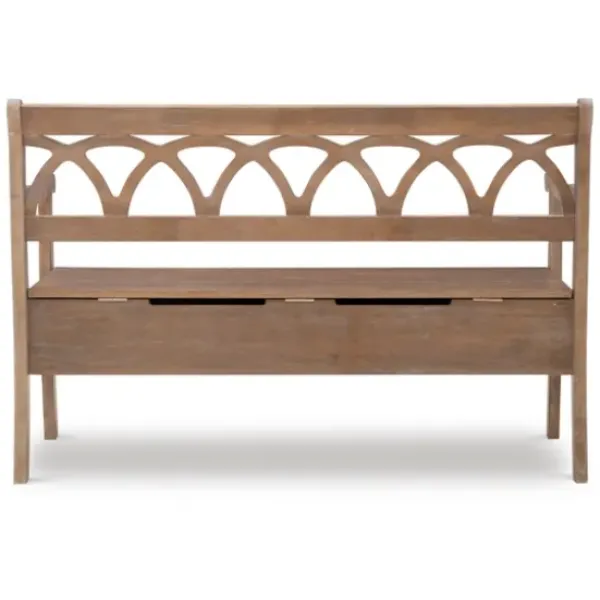 Benches & Ottomans-Kirkland's Home Natural Driftwood Fretwork Back Storage Bench Brown