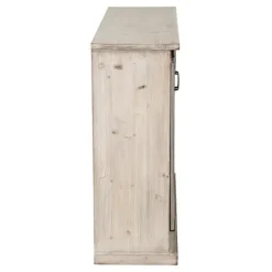 Entryway Furniture-Kirkland's Home Natural Farmhouse Sliding Door Cabinet Gray