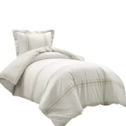 Duvets-Kirkland's Home Natural Farmhouse Stripe 2-Pc. Twin Xl Duvet Set Tan