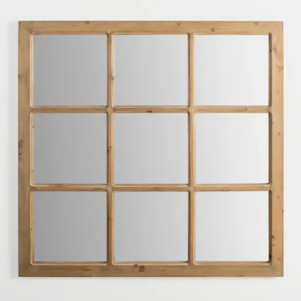 Decorative Mirrors-Kirkland's Home Natural Fir Wood Window Pane Mirror