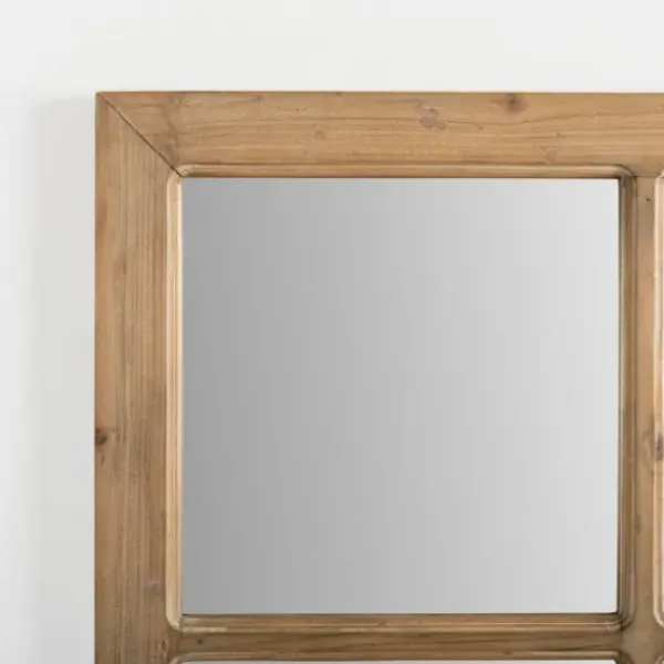 Decorative Mirrors-Kirkland's Home Natural Fir Wood Window Pane Mirror