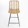 Bar Stools & Counter Height Stools-Kirkland's Home Natural Fishbone Rattan Counter Stool Tan/Black