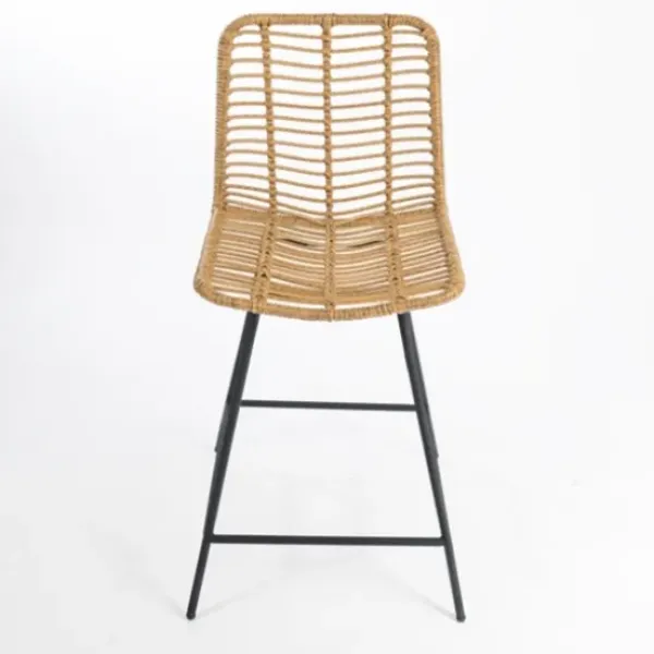 Bar Stools & Counter Height Stools-Kirkland's Home Natural Fishbone Rattan Counter Stool Tan/Black