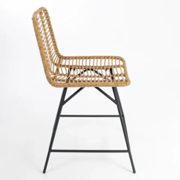 Bar Stools & Counter Height Stools-Kirkland's Home Natural Fishbone Rattan Counter Stool Tan/Black