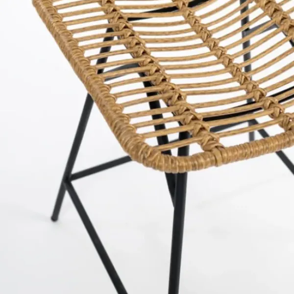 Bar Stools & Counter Height Stools-Kirkland's Home Natural Fishbone Rattan Counter Stool Tan/Black