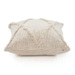 Pillows-Kirkland's Home Natural Fringe Diamond Pillow, 20 In. Tan