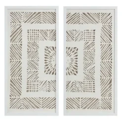 Framed Art-Kirkland's Home Natural Geometric Rice Paper Framed Art, Set Of 2 Tan